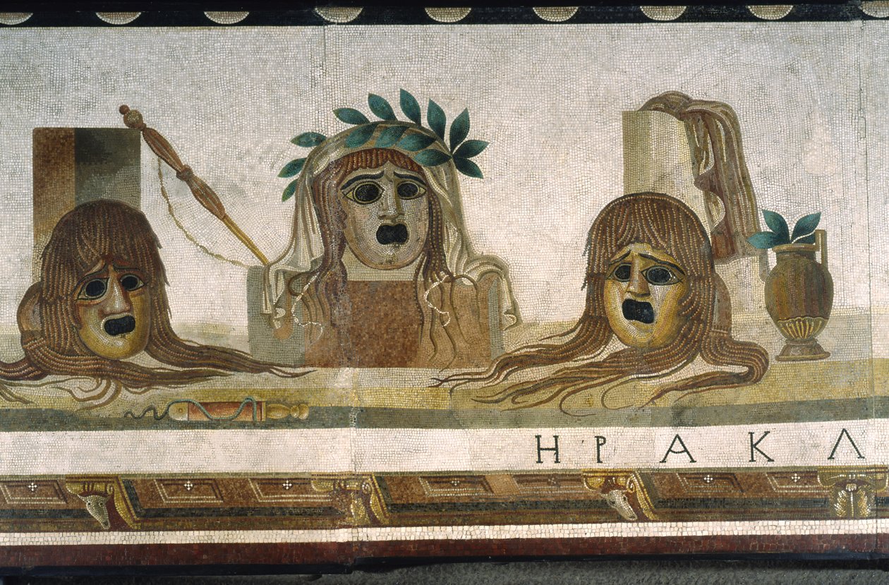 « Asarotos » (Sol non balayé) Fragments de mosaïque signés par Harakliton de Rome, 2ème siècle après J.-C., Rome - Roman