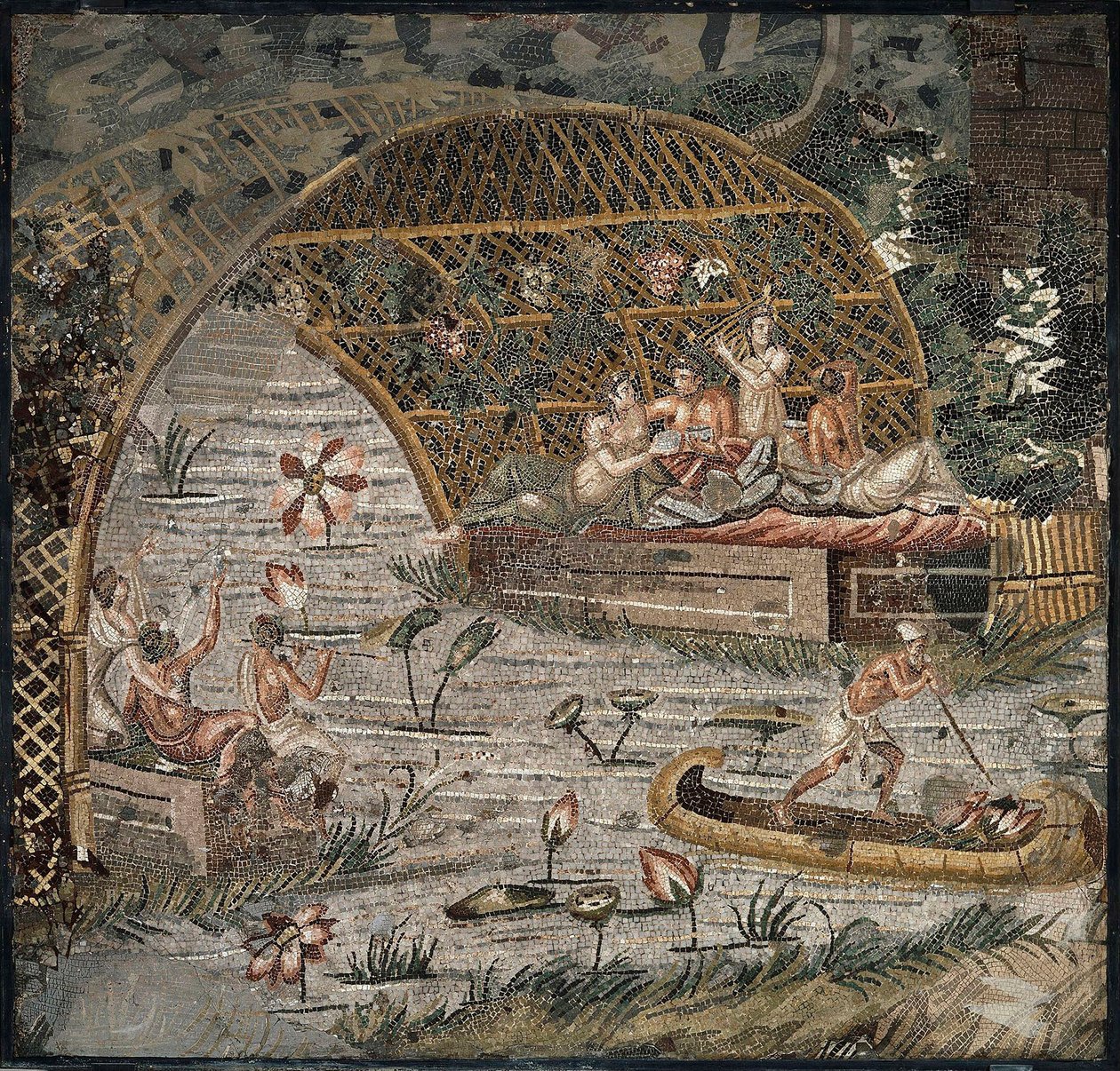 Banquet sous une pergola près du Nil (détail) - Roman