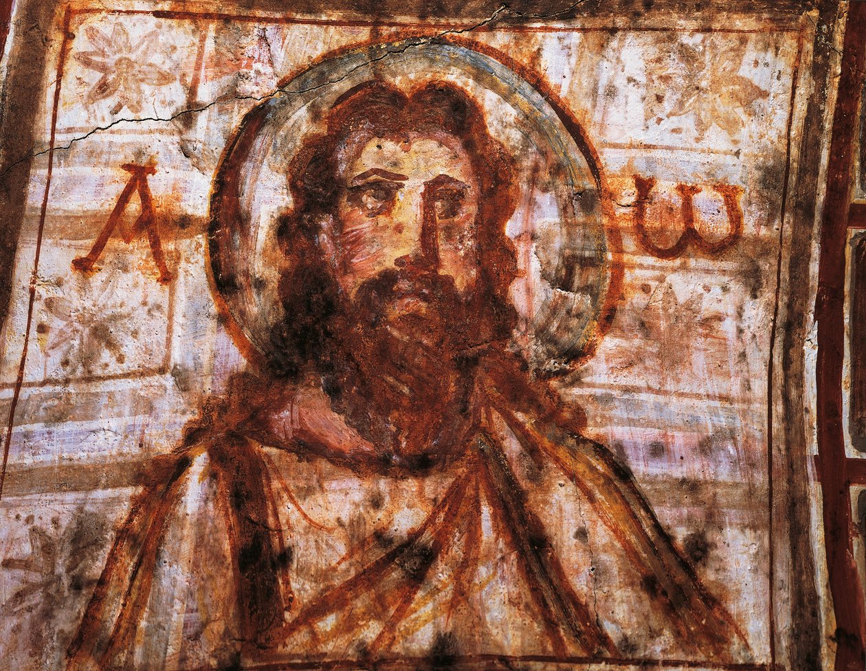 Buste du Christ, Catacombes de Commodilla, Rome (fresque) - Roman