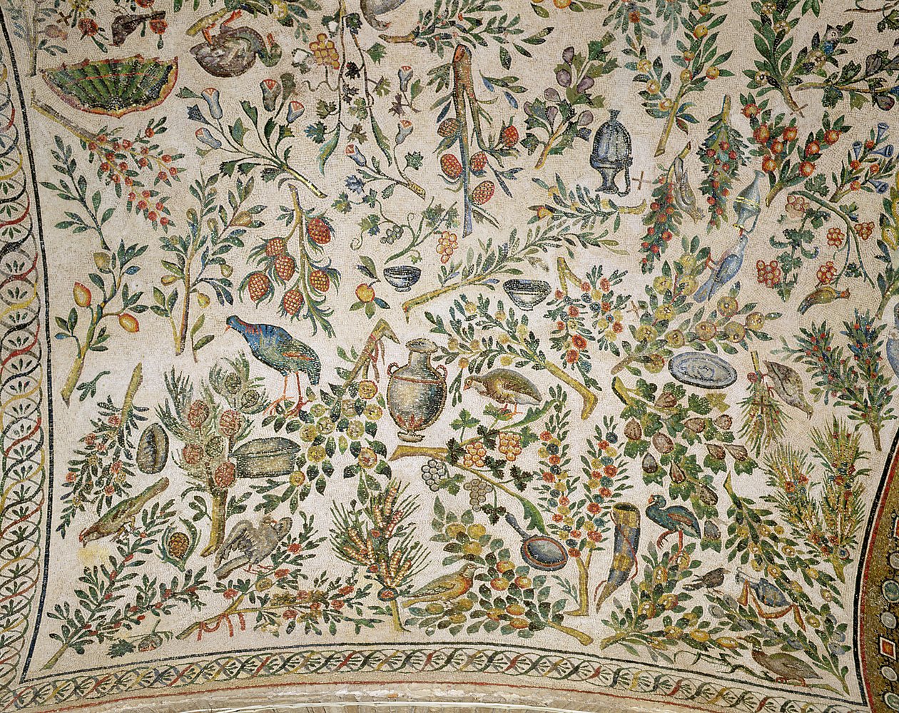 Décoration de plafond avec des fleurs et des oiseaux - Roman