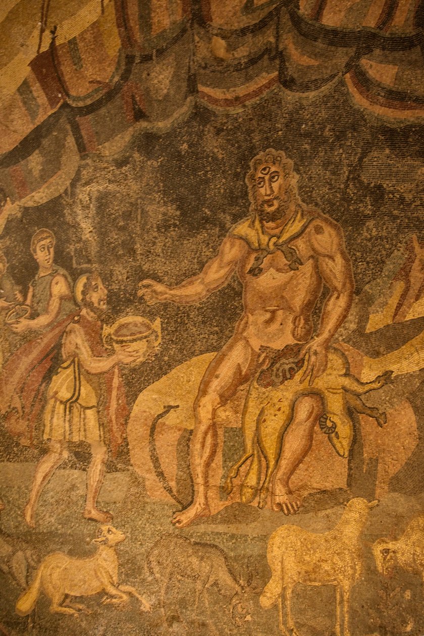 Mosaïque de sol de Cyclope, Villa Romana del Casale, Piazza Armerina, Sicile, Italie - Roman