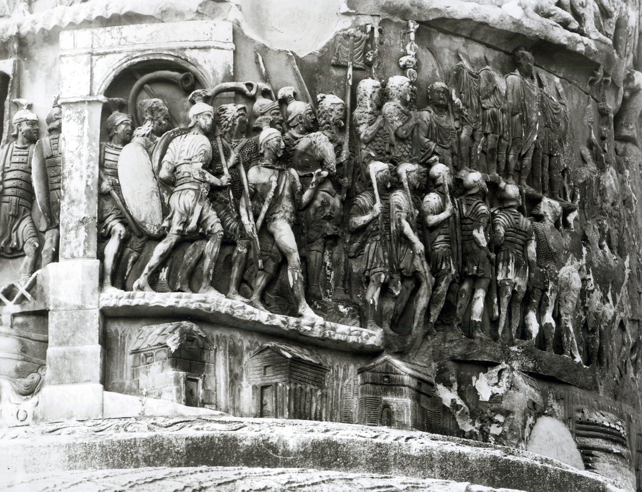 Détail de la Colonne de Marc Aurèle (Colonna Antonina), 180-196 apr. J.-C. (marbre) - Roman