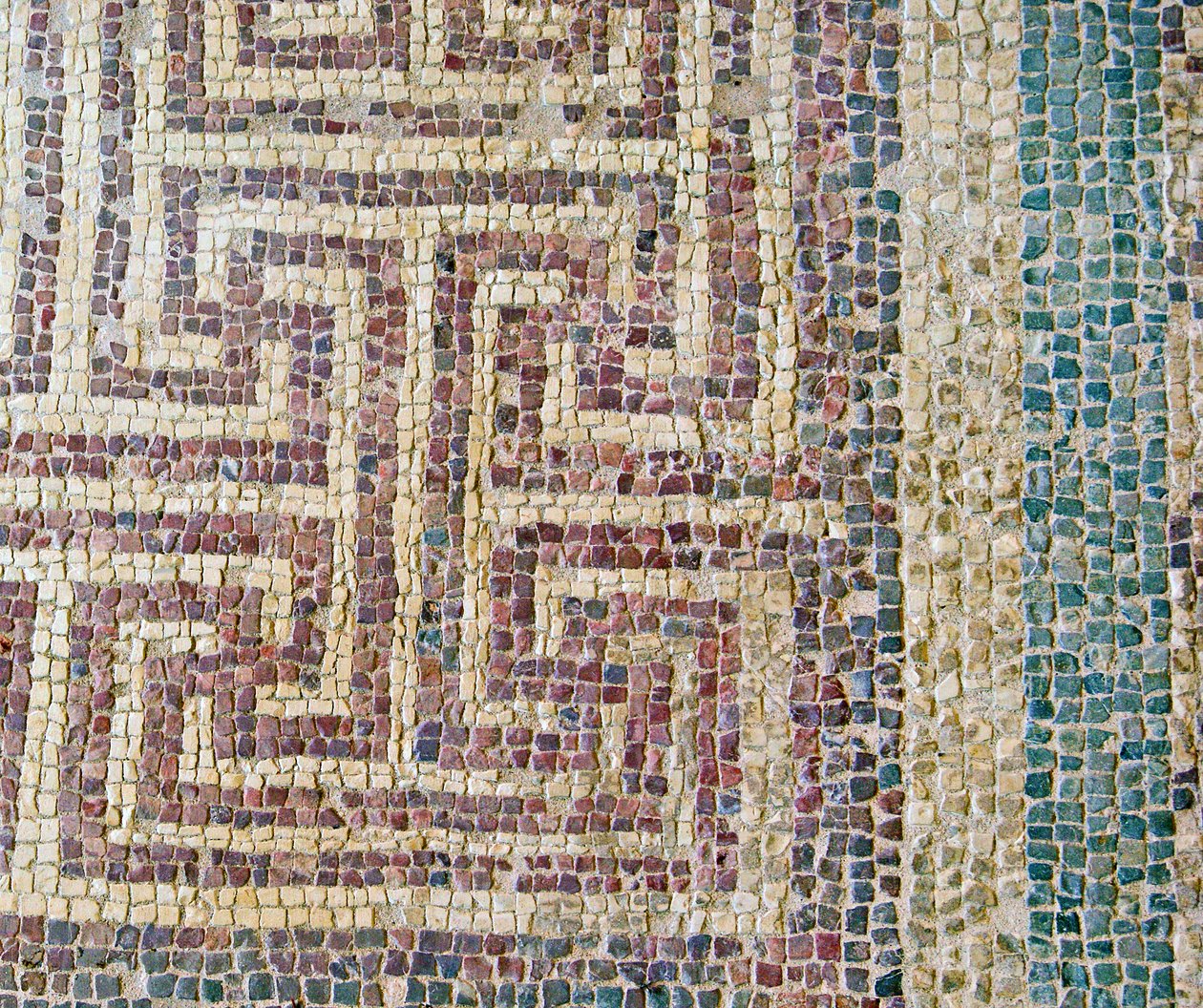 (détail) de carrelage géométrique, Maison de Thésée, Paphos, Chypre mosaïque - Roman