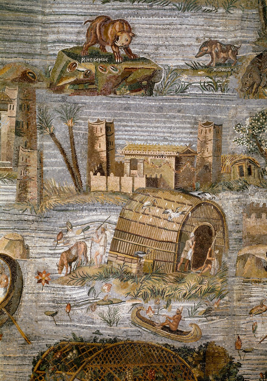 Détail de la mosaïque nilotique de Préneste (Palestrina) du sanctuaire de la déesse Fortune Primigenia, 80 av. J.-C. - Roman