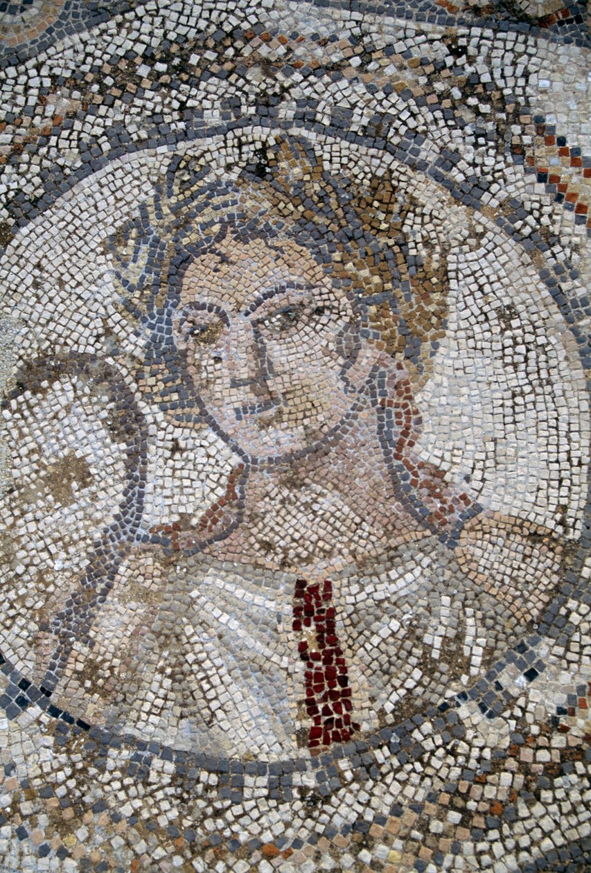 Visage féminin, mosaïque dans la ville romaine de Volubilis (Liste du patrimoine mondial de l