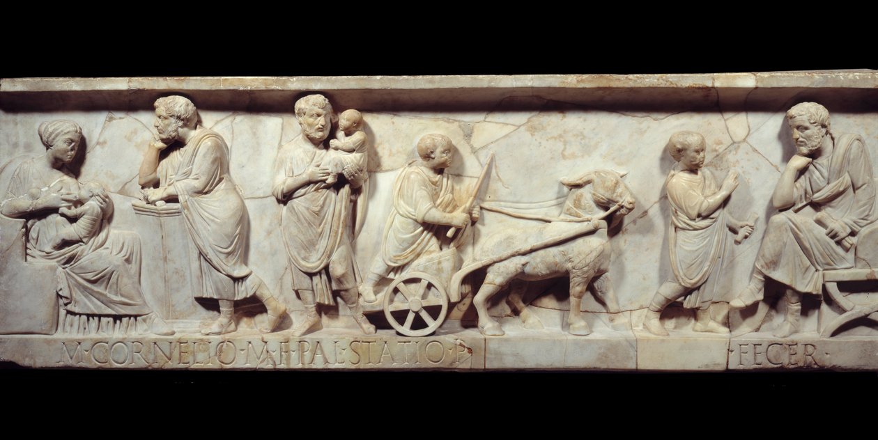 Fragment du sarcophage de Marcus Cornelius Statius Vers 150 après J.-C. - Rome antique : Face d