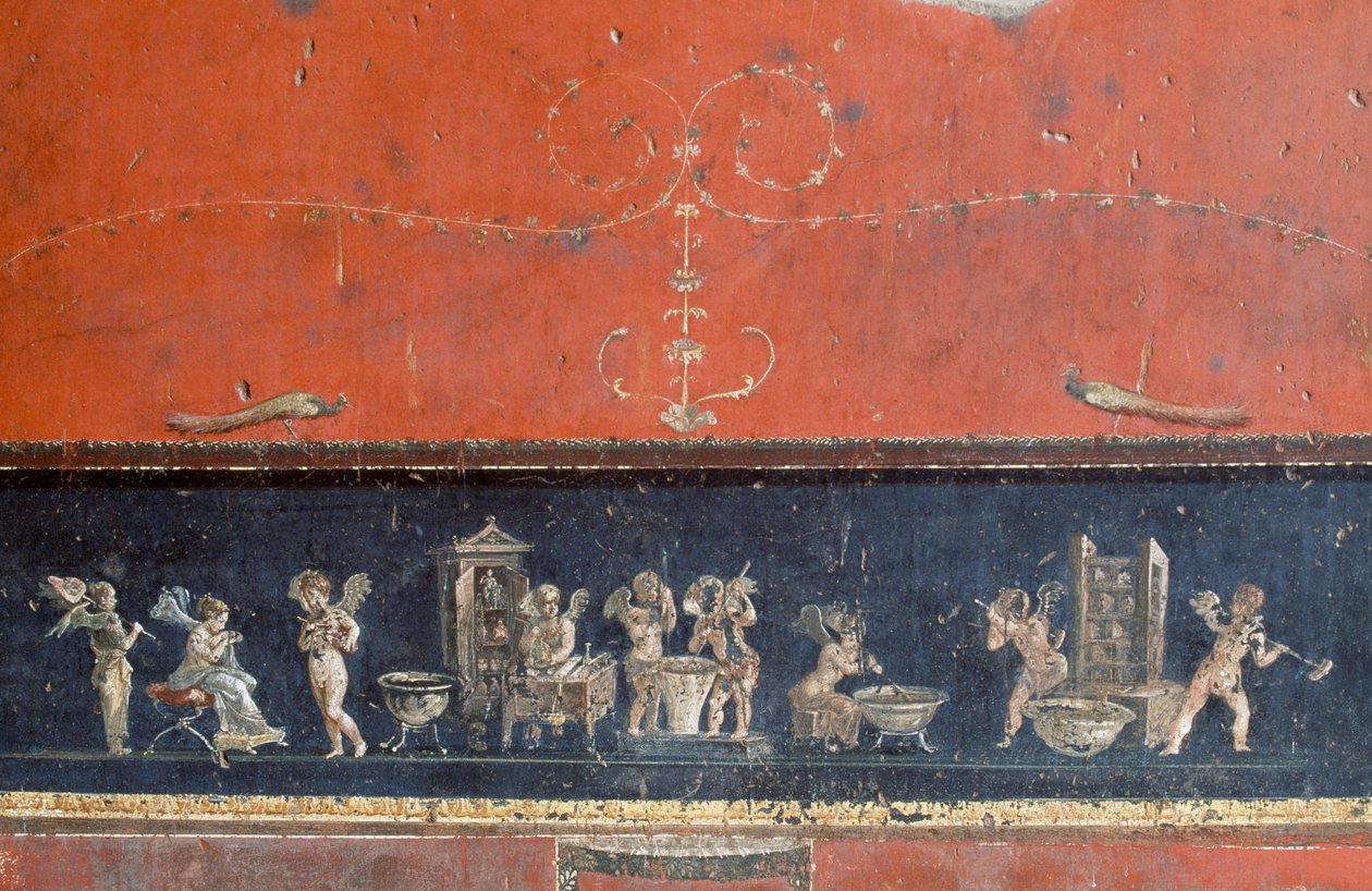 Frise représentant des cupidons, Maison des Vettii, Pompéi (Liste du patrimoine mondial de l