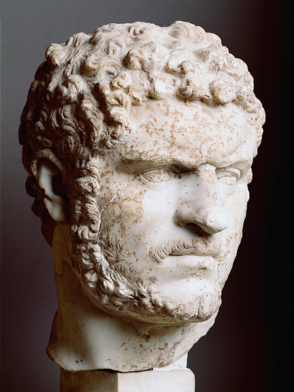 Art romain : « Tête en marbre de Caracalla (188-217), empereur de 211 à 217 ap. J.-C. » - Roman
