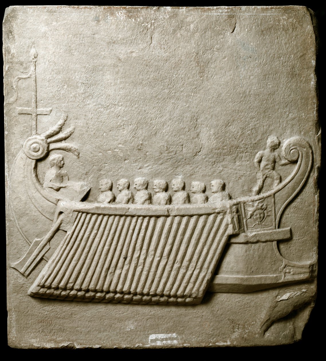 Art romain : trirème romaine - Fragment de frise en marbre de Pouzzoles - Roman