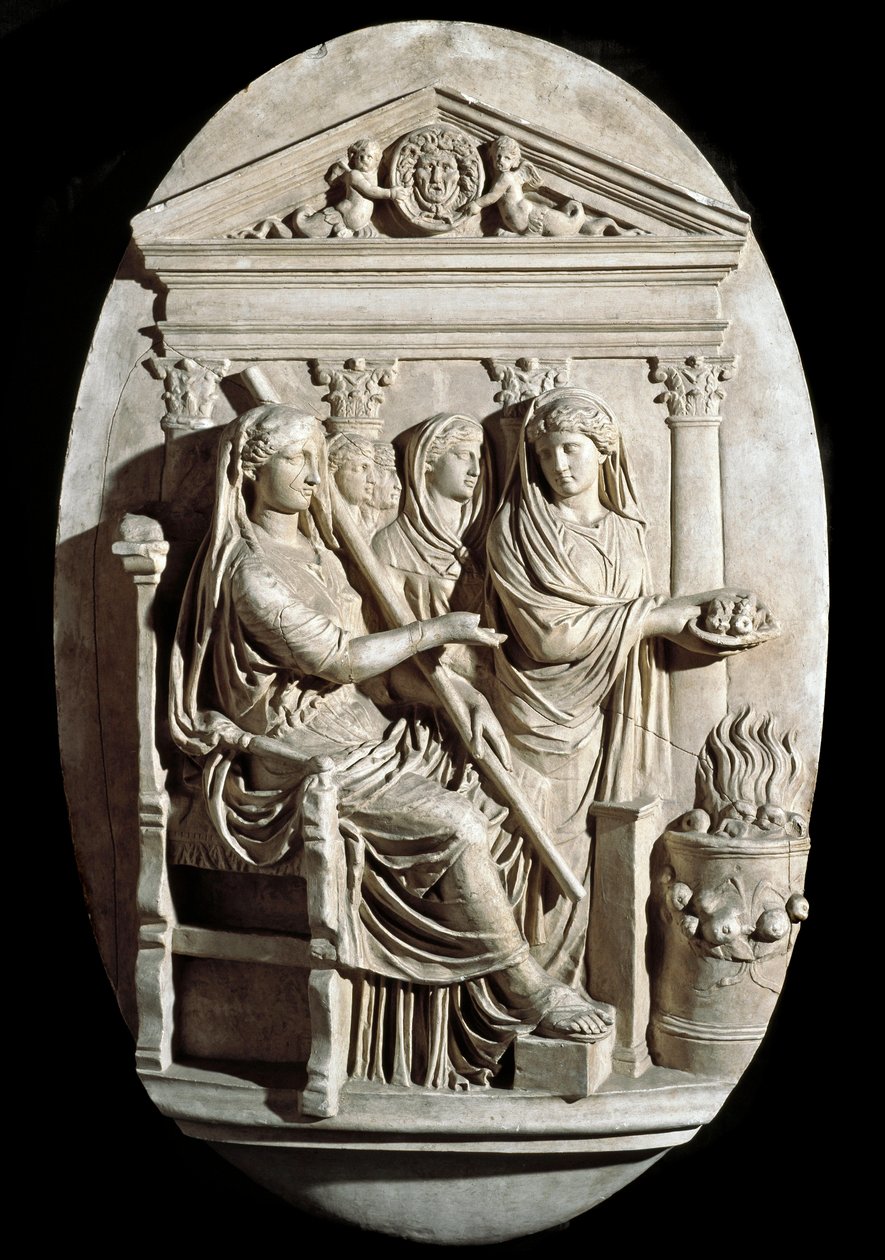 Art romain : une scène de sacrifice à Vesta (Hestia) de la Villa Albani - Roman