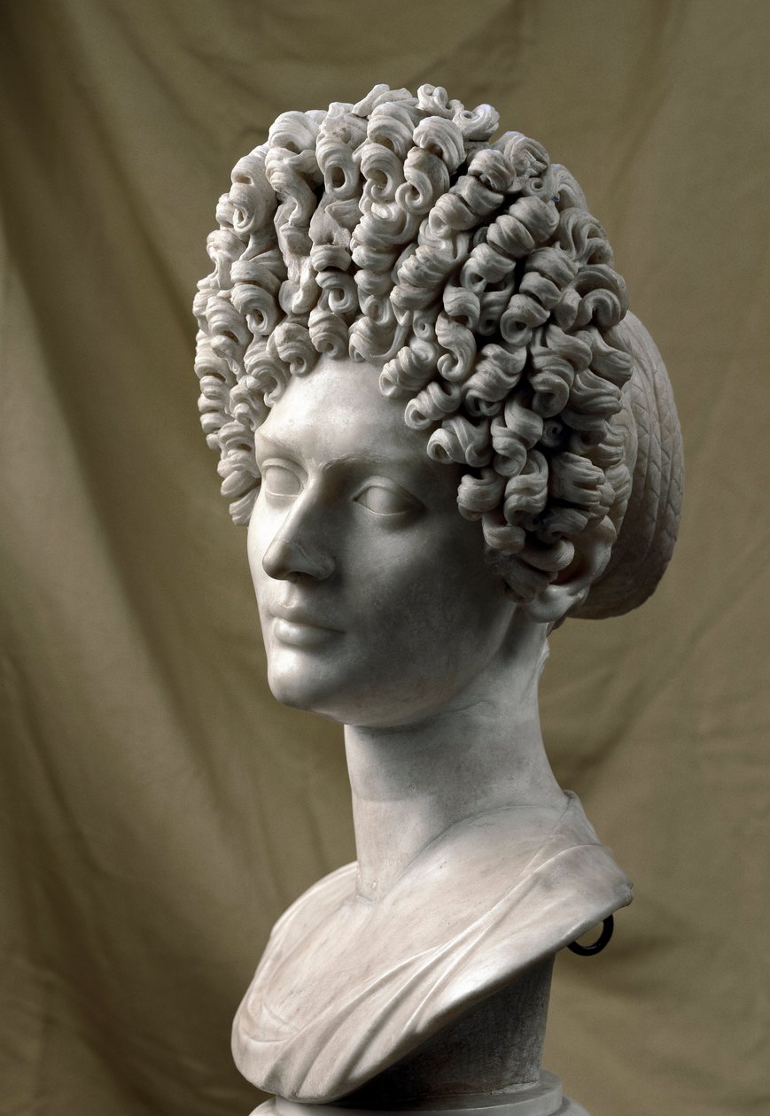 Art romain : portrait de dame de la période flavienne. 80-100 après J.-C. Sculpture en marbre. Rome, Musées du Capitole - Roman