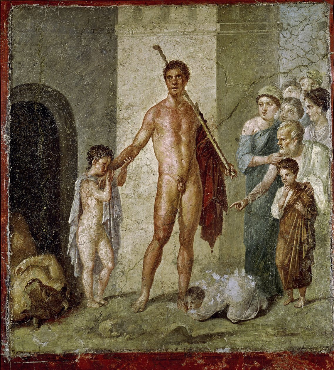 Thésée libérant les enfants du Minotaure, de la maison de Gavius Rufus, Pompéi, 4ème style pompéien, c.50-79 après J.-C. - Roman