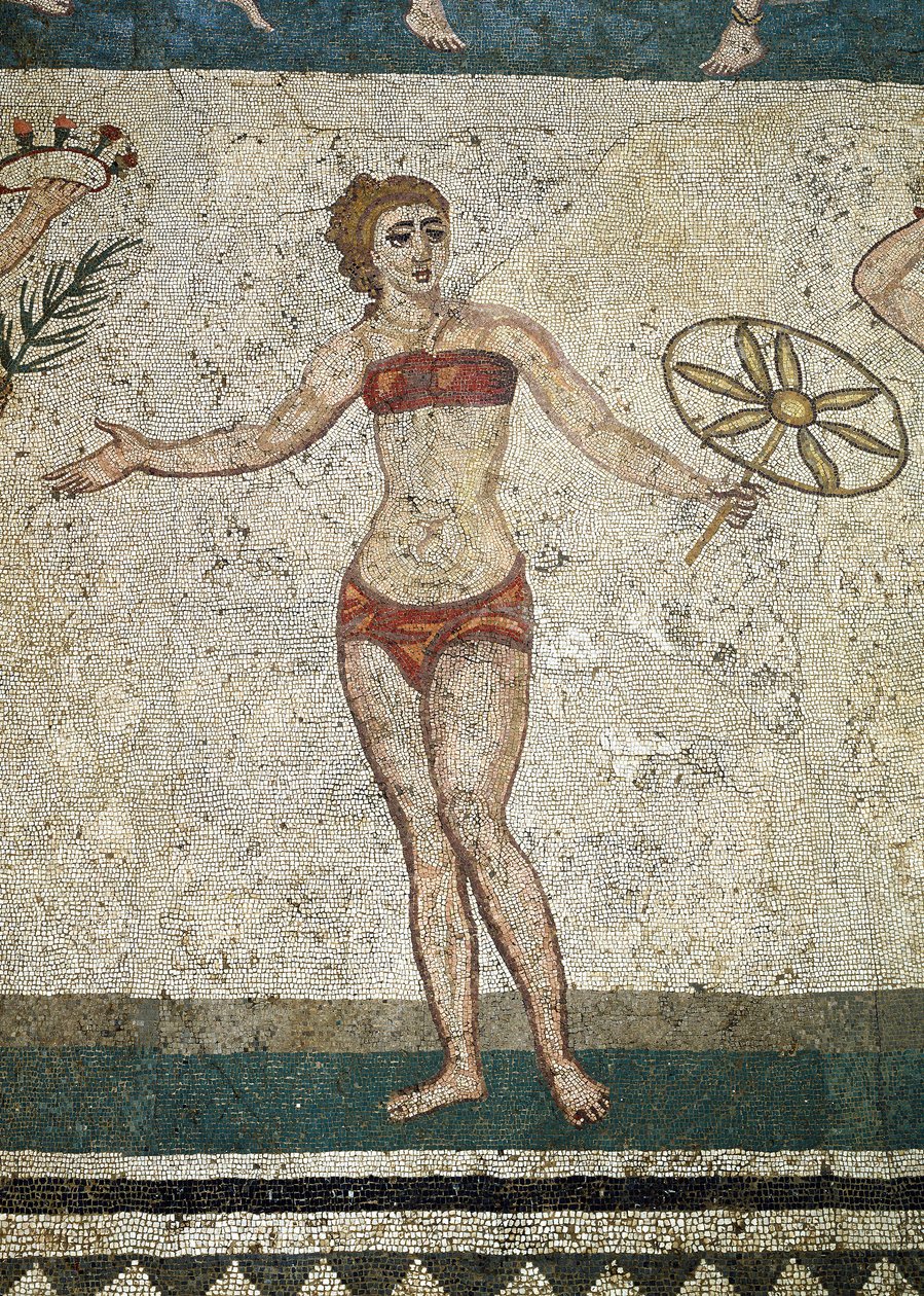 Jeune Romain engagé dans des exercices physiques. (détail de mosaïque, 315-350 après J.-C.) - Roman