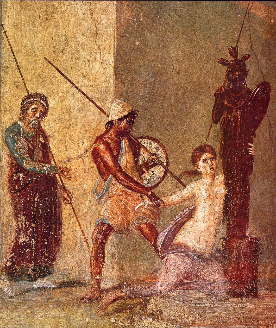 Ajax le Petit traîne Cassandra loin du Xoanon, 1ère moitié du 1er siècle après J.-C. - Roman Pompeian wall painting