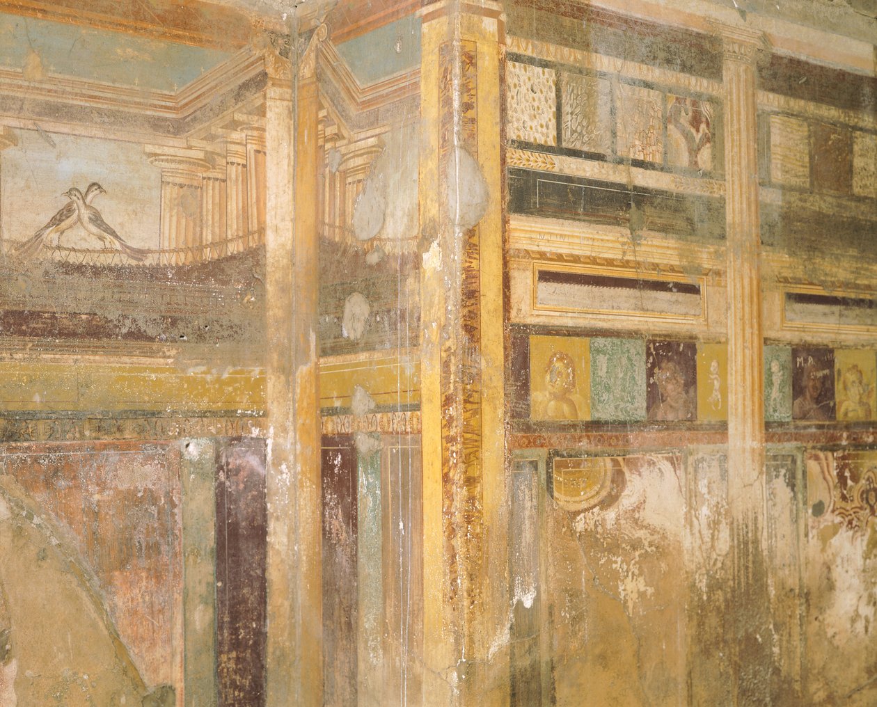 Détail de fresque, partie des décorations murales, Maison du Labyrinthe, Pompéi, Campanie, Civilisation romaine - Roman Roman