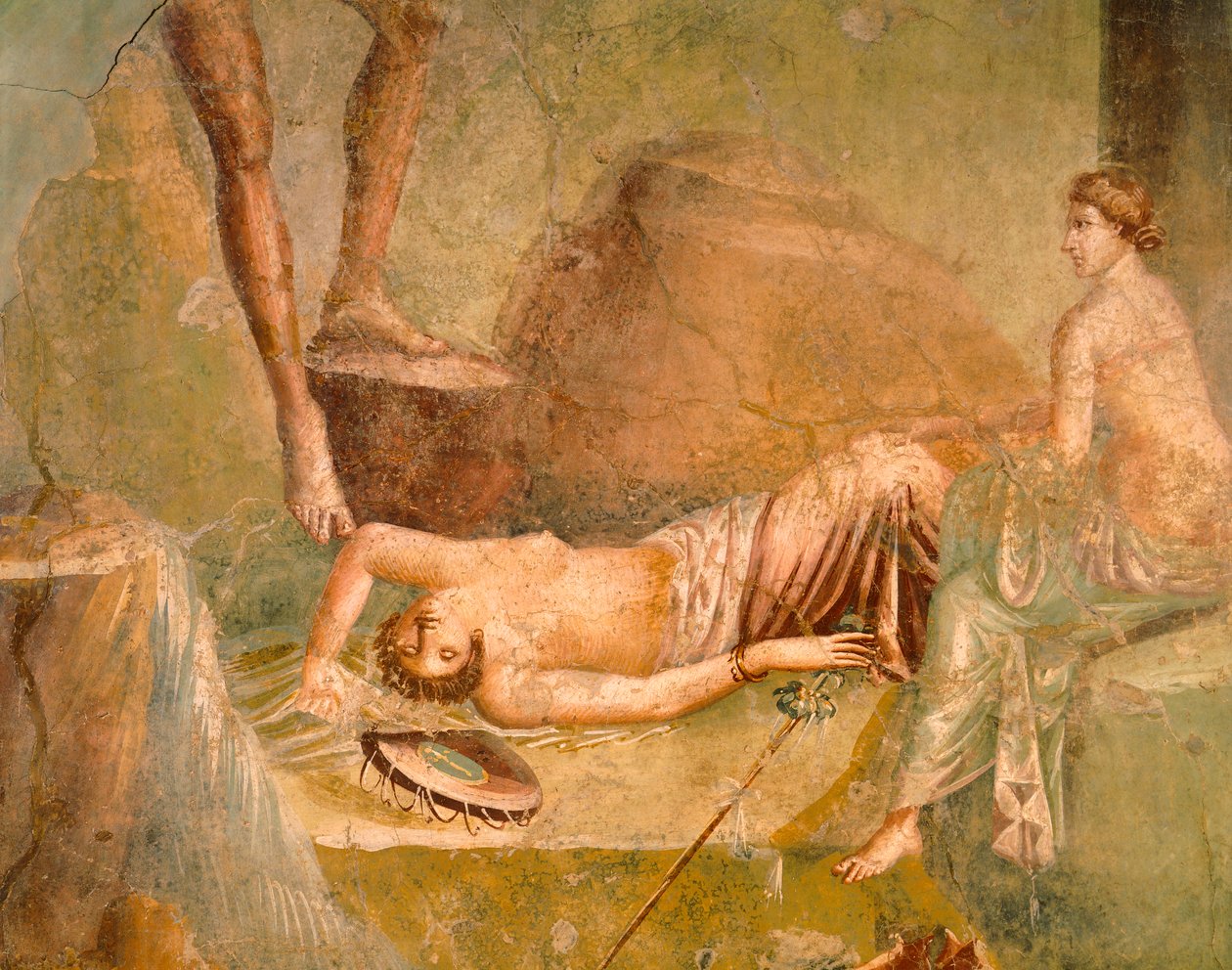 Fresque représentant une Ménade endormie, de la Maison du Cithariste, Pompéi, Campanie, Civilisation romaine - Roman Roman
