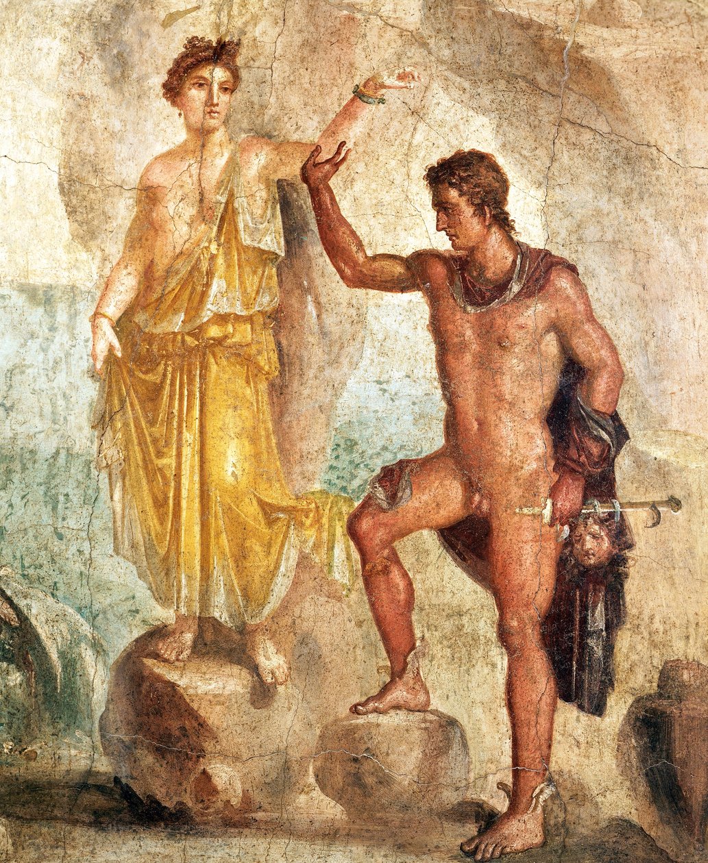 Fresque représentant Persée et Andromède, peinture sur plâtre - Roman Roman