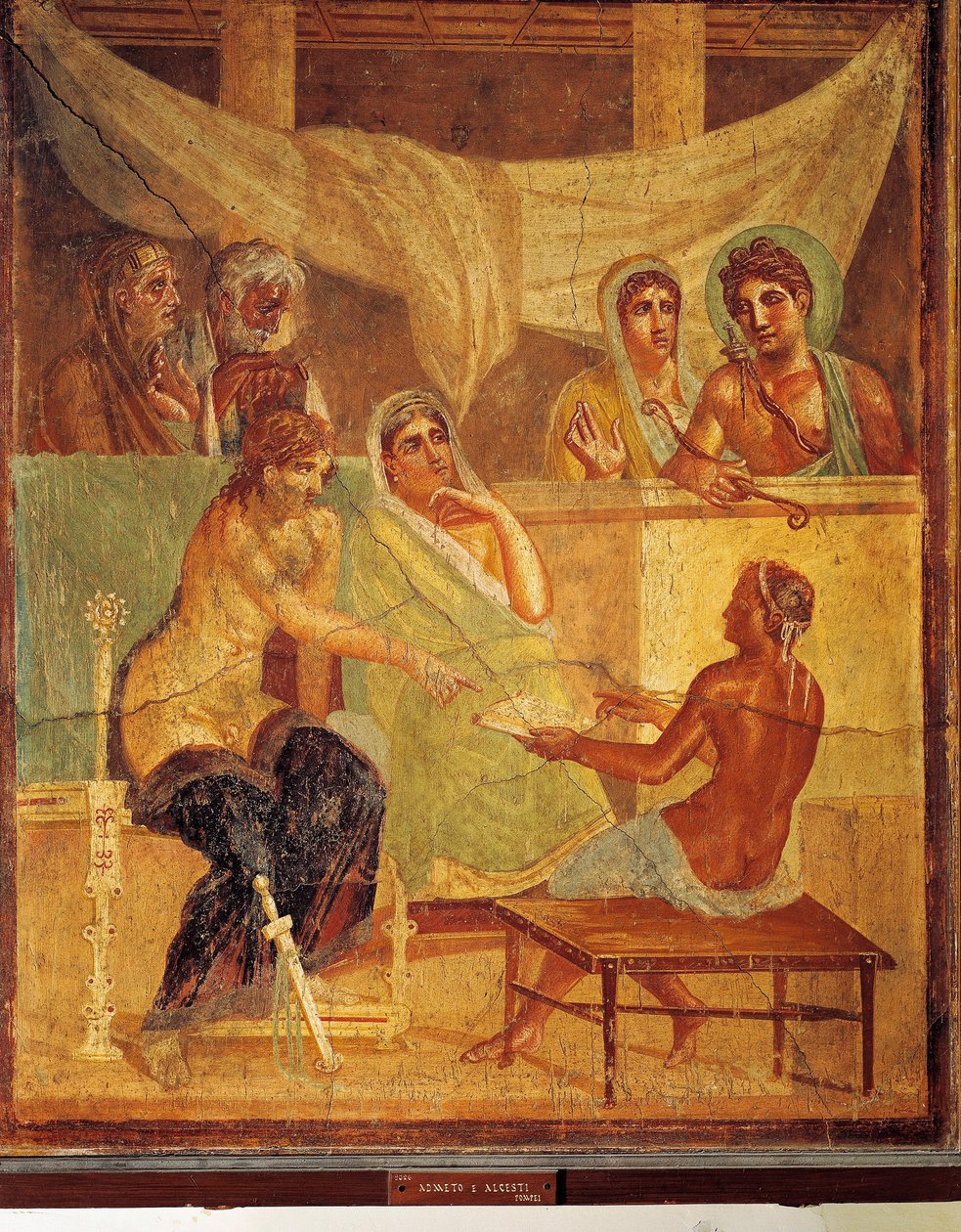 Fresque représentant A.D.metus et Alcestis consultant l