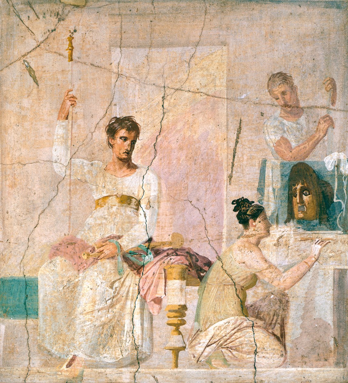 Fresque représentant une scène de théâtre, de la Basilique d