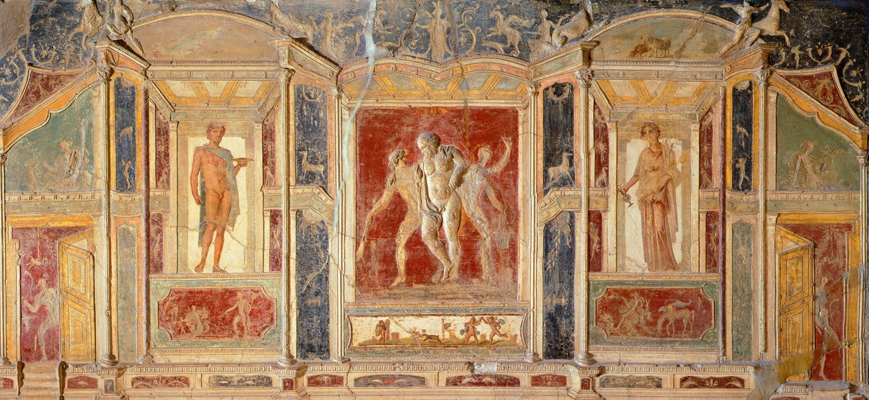 Fresque avec décoration murale, de la Maison de Méléagre, Pompéi (Liste du patrimoine mondial de l