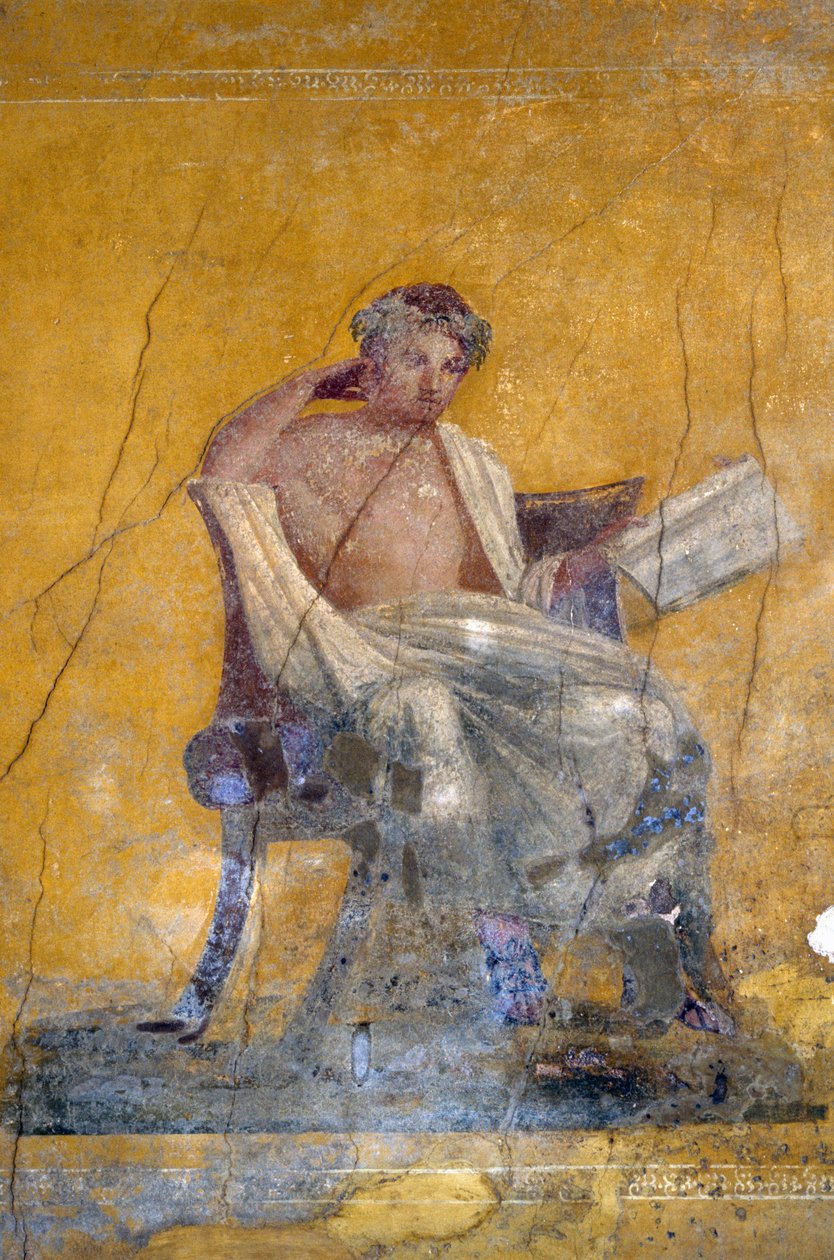 Poète grec Ménandre, fresque de la Maison de Ménandre, Pompéi (Liste du patrimoine mondial de l