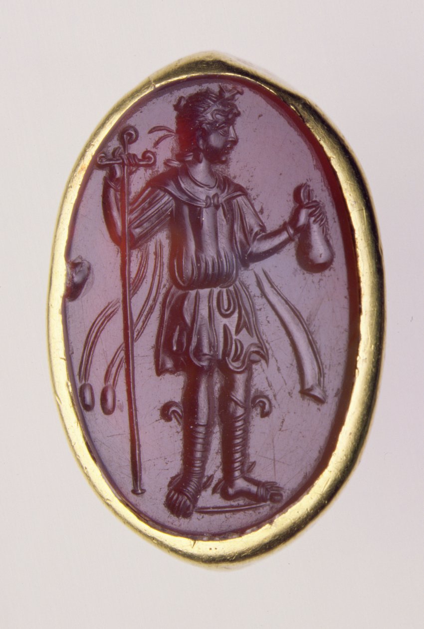 Intaille sertie dans une bague en or représentant une jeune figure masculine, 2ème siècle avant JC - Roman Roman
