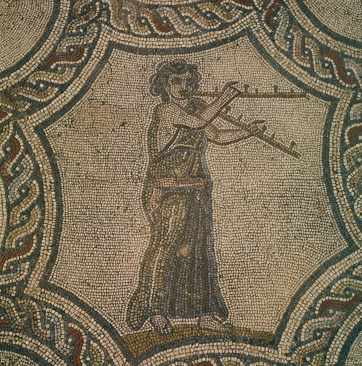 Mosaïque représentant une flûtiste de la Maison de Dionysos, à Volubilis, Maroc, Civilisation Romaine - Roman Roman
