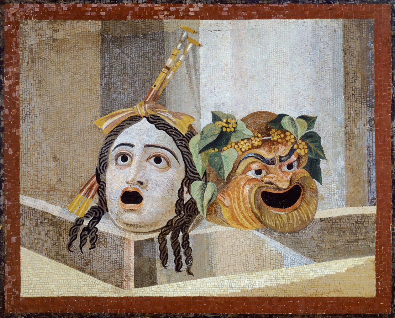 Mosaïque avec masques théâtraux, de la Villa Adriana, Latium - Roman Roman