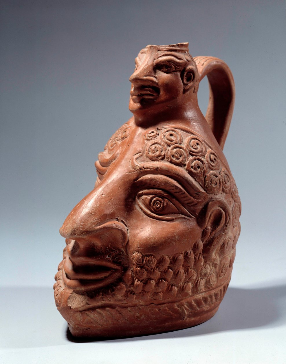 Art romain : vase en terre cuite en forme de double tête - Roman Roman