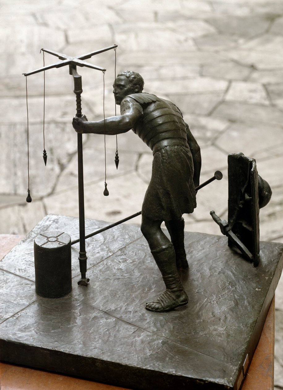 Art romain le gromaticien. Un arpenteur (agrimensor) mesure le