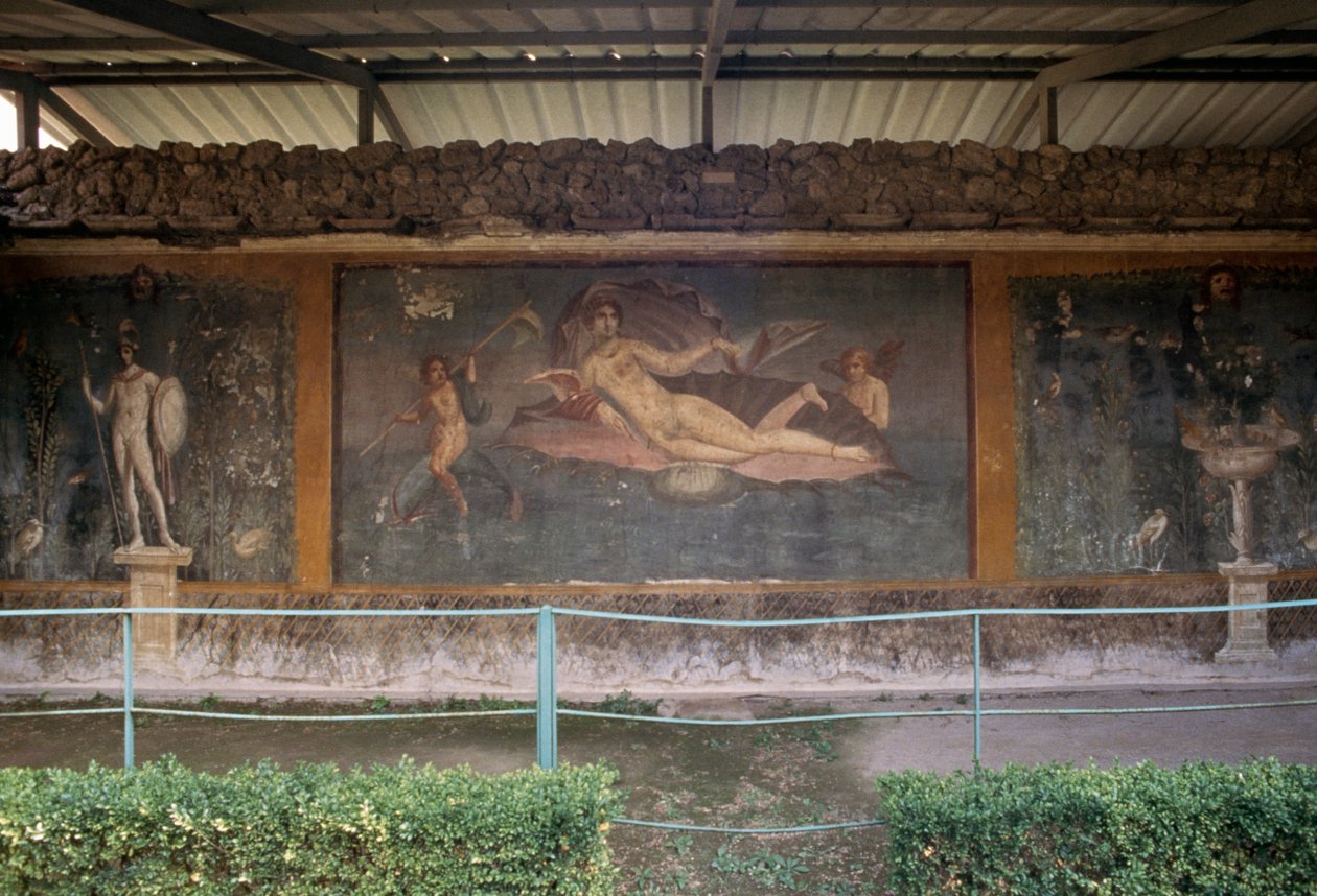 Vénus dans une coquille, fresque du péristyle de la Maison de Vénus dans une coquille, Pompéi (Liste du patrimoine mondial de l