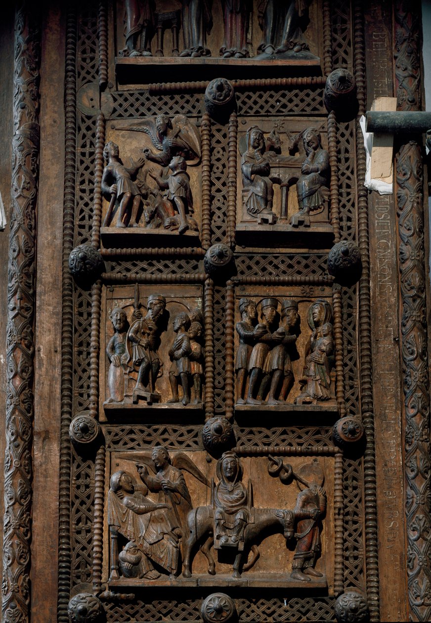Art roman : porte en bois du milieu du XIIe siècle de l