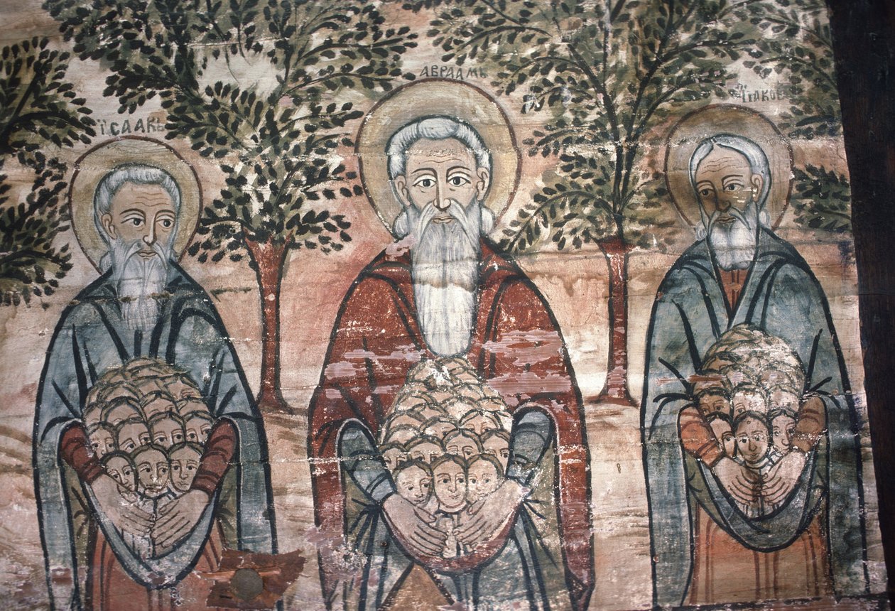 Les âmes au paradis, peinture murale, église sur la colline, 1782 - Romanian School