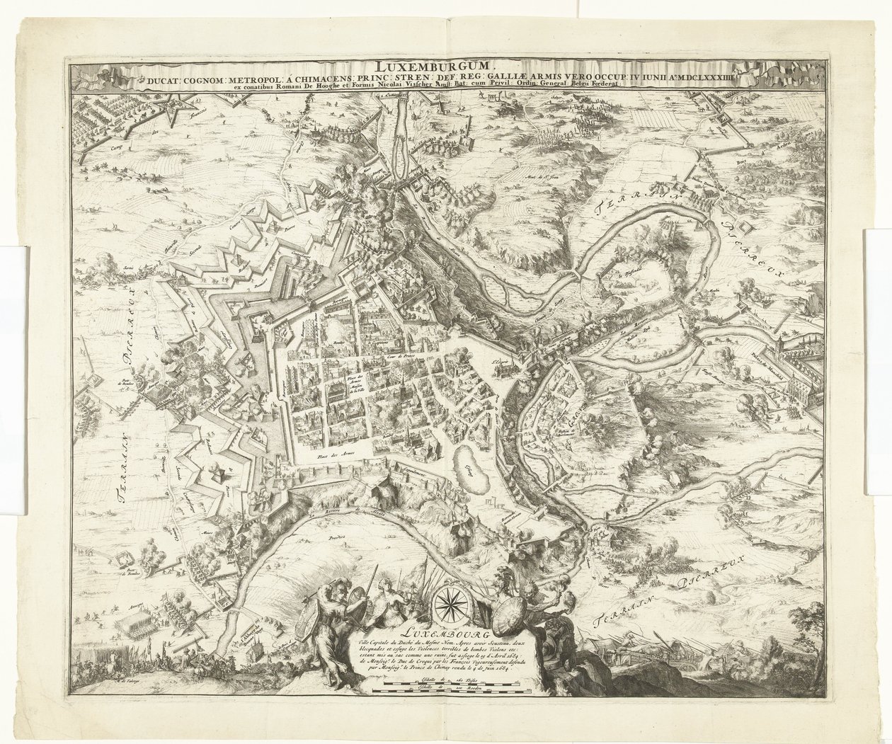 Bombardement de Luxembourg par le maréchal de Créqui, 1684 - Romeyn de Hooghe