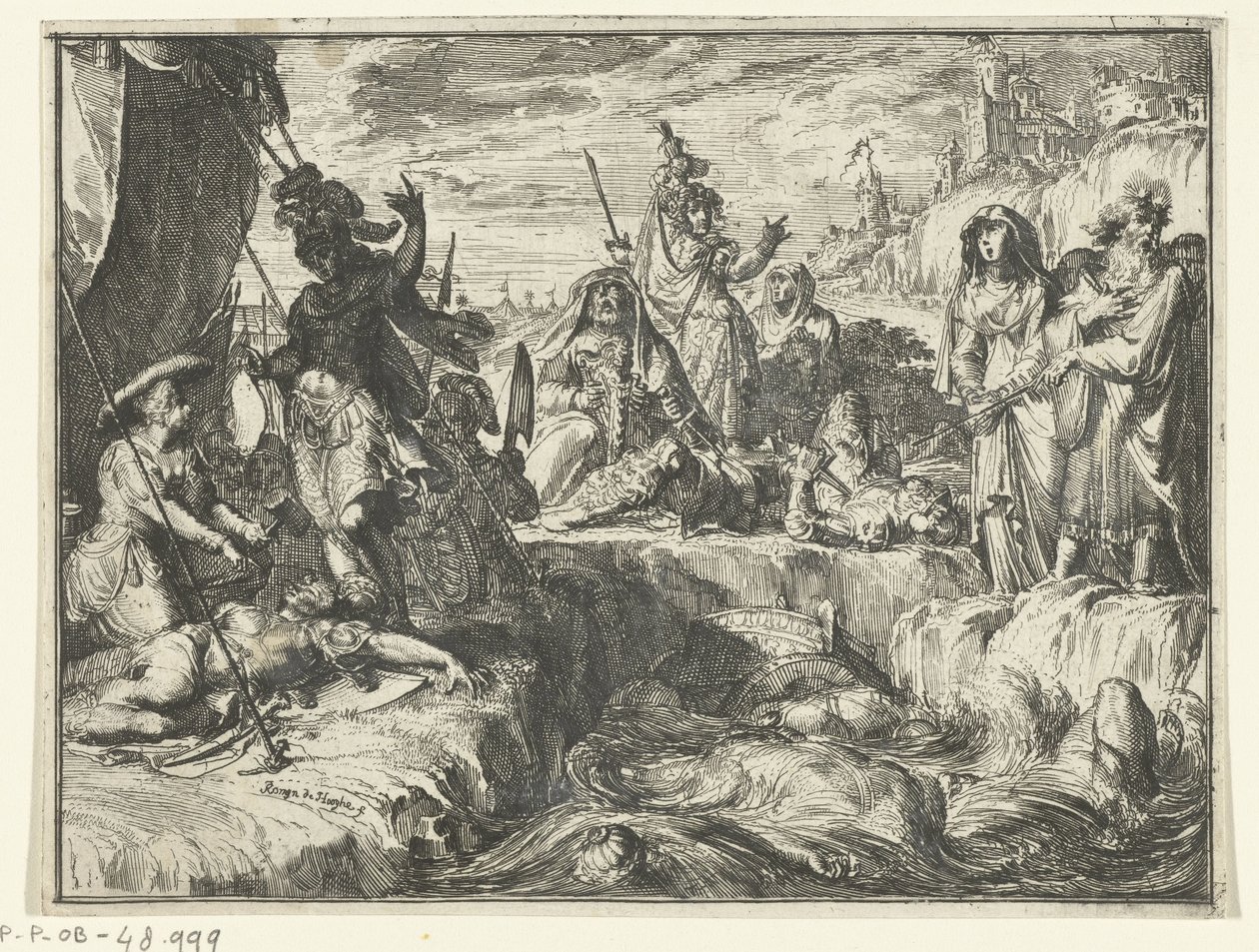 Les soldats de Pharaon engloutis par la mer Rouge - Romeyn de Hooghe