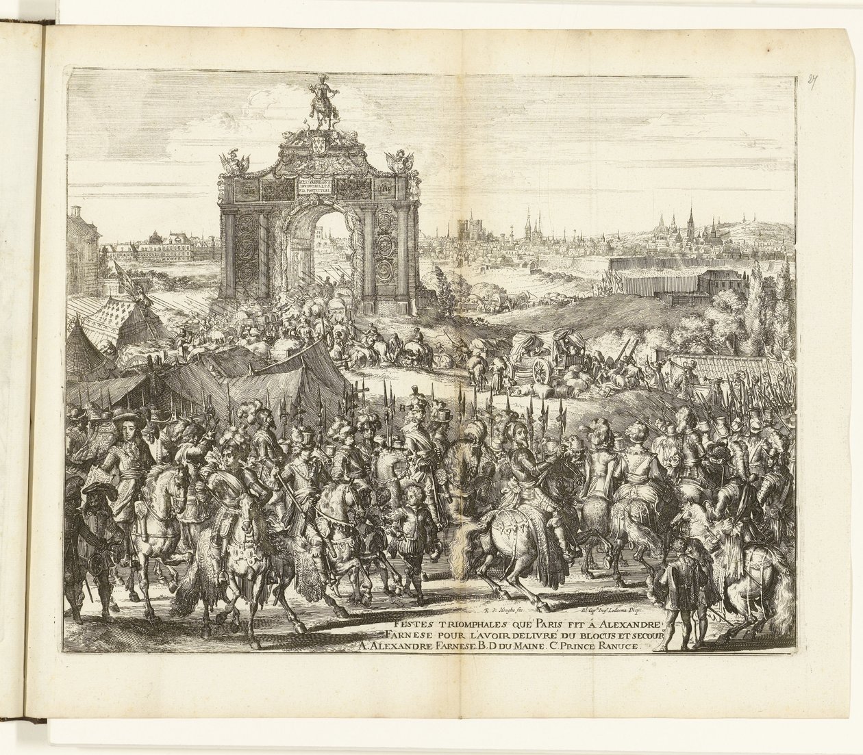 Entrée triomphale de Farnèse après la libération de Paris, 1590 - Romeyn de Hooghe