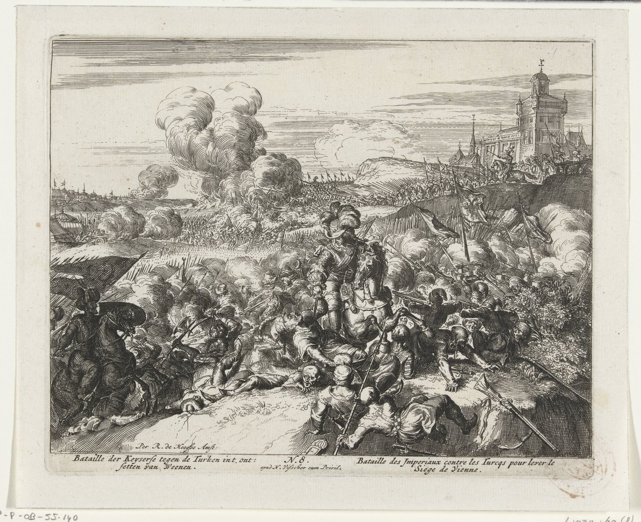 Combats entre les Habsbourg et les Turcs près de Vienne - Romeyn de Hooghe