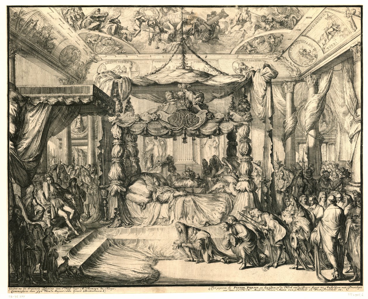 La reine Marie II Stuart sur son lit de mort, 1695 - Romeyn de Hooghe