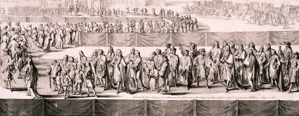 Funérailles de la reine Marie II, abbaye de Westminster, Londres, 1695 - Romeyn de Hooghe
