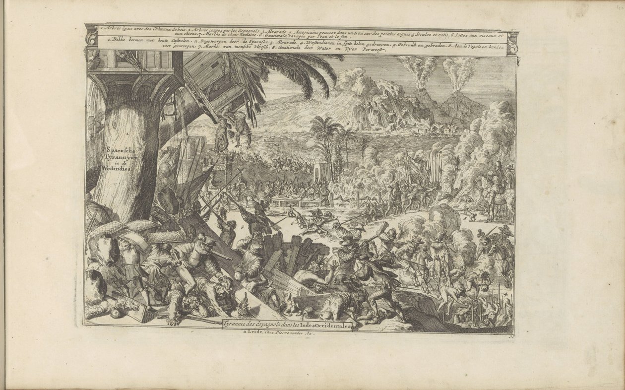 Atrocités espagnoles aux Indes occidentales (série: Les Indes orientales et occidentales et autres lieux) - Romeyn de Hooghe