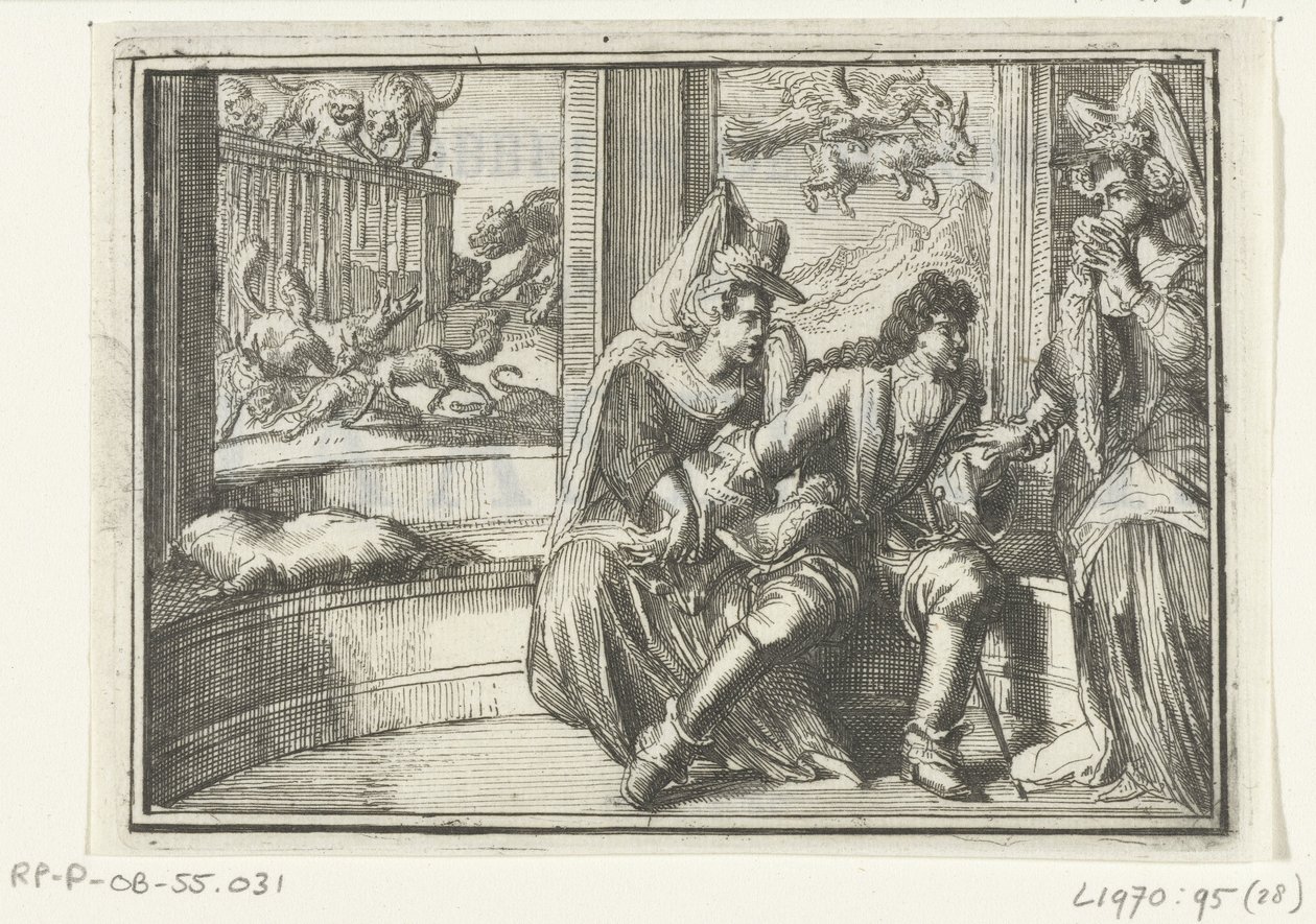 Page de titre pour le pamphlet : De Hobbel in de Wacht, op de Haasejagt, 1702 - Romeyn de Hooghe