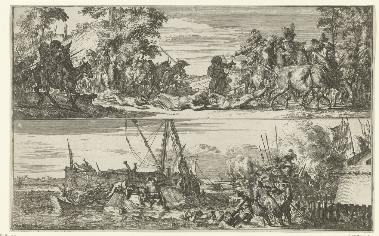 Deux représentations des cruautés françaises, 1672 - Romeyn de Hooghe