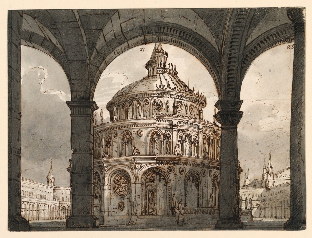 Décor de scène, Atrium avec le Temple des Hospitaliers pour l