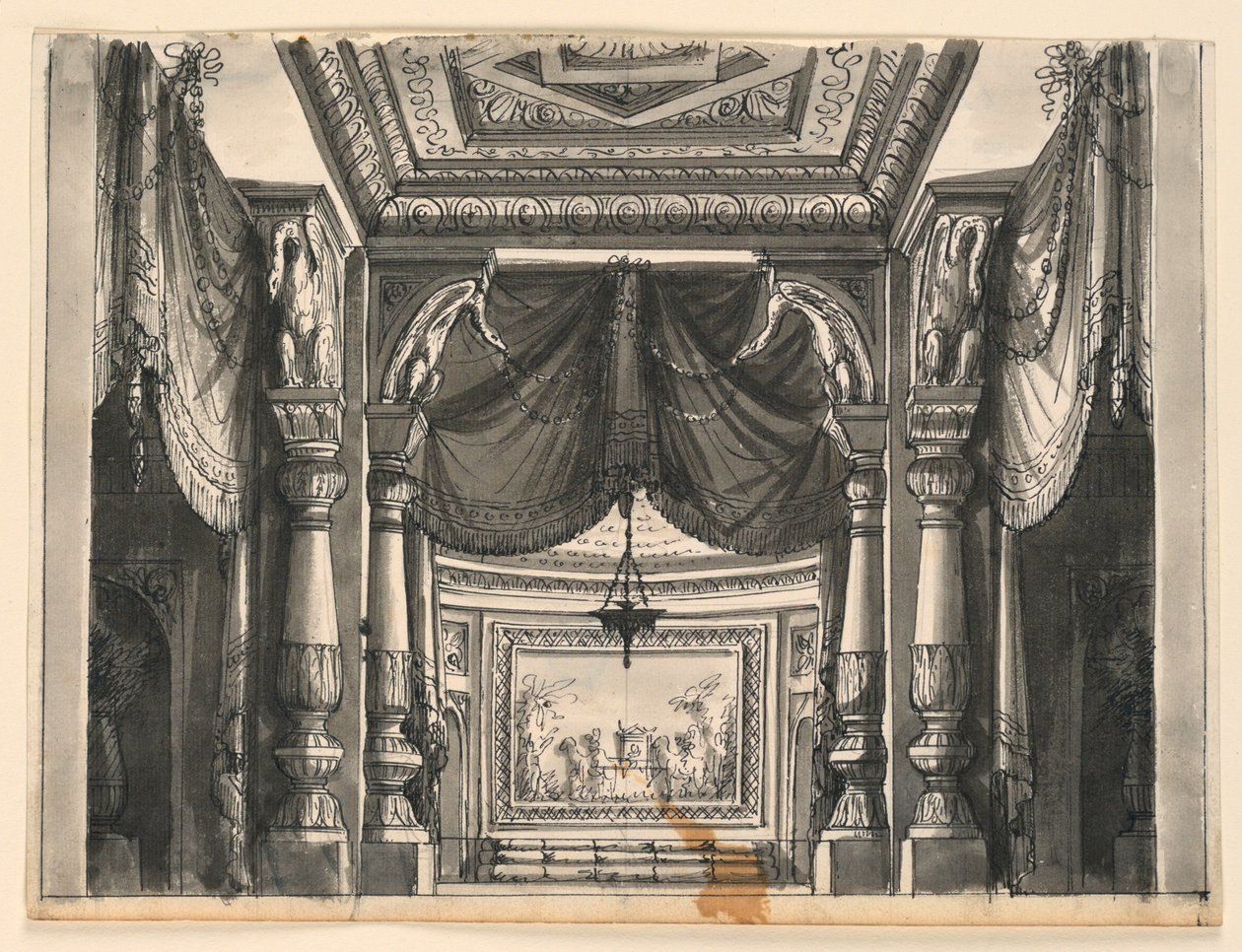 Décor de scène, intérieur de palais oriental - Romolo Achille Liverani