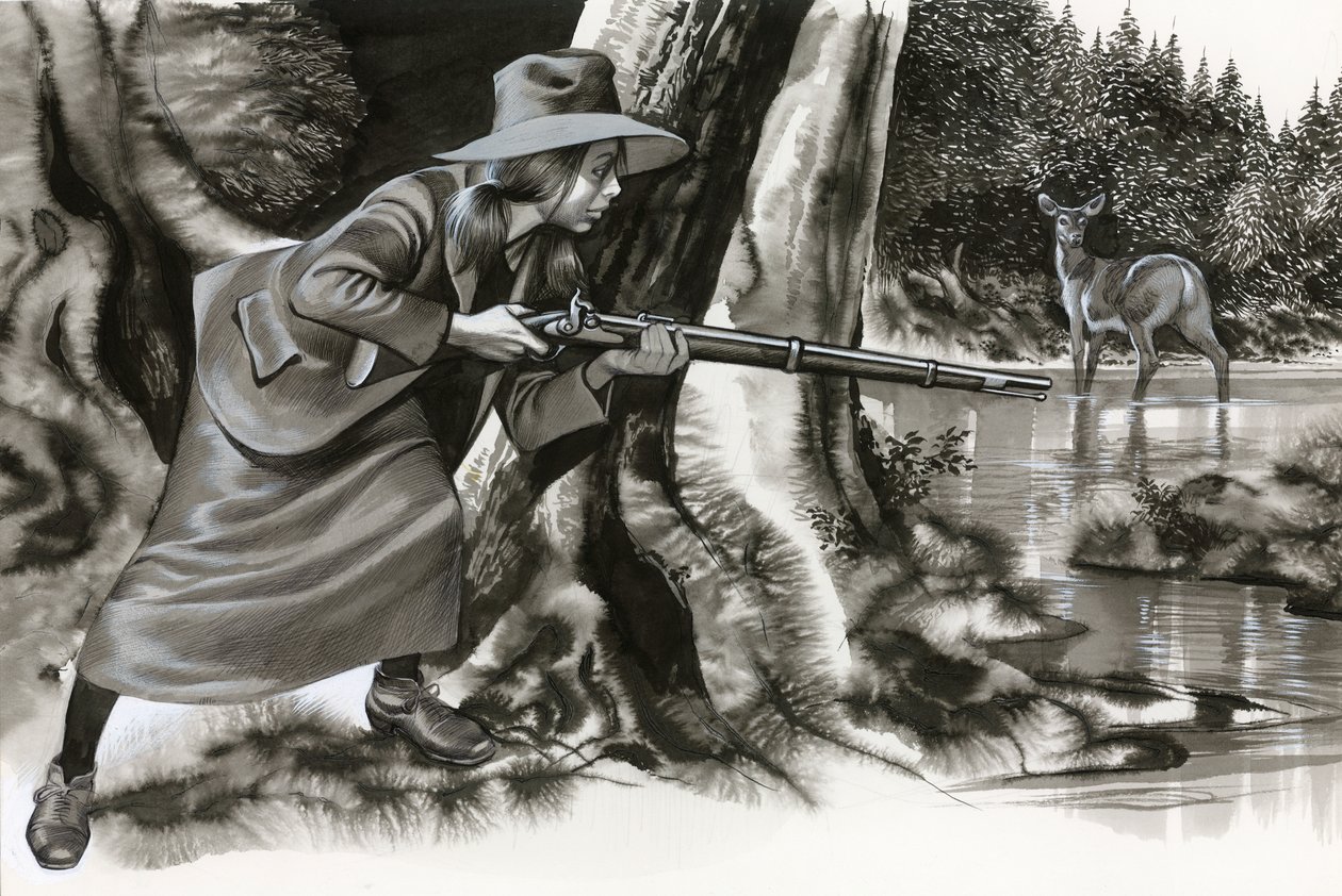 Annie Oakley tirant sur un daim - Ron Embleton