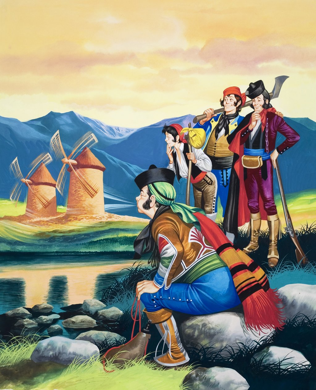 Voiles de moulin à vent, illustration de "Michael and the Mighty Men" (gouache sur papier) - Ron Embleton