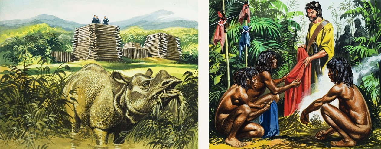 Marco Polo à Sumatra (gouache sur papier) - Ron Embleton