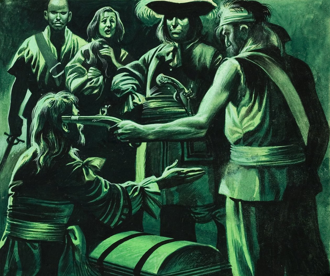 Sir Henry Morgan et le coffre au trésor (gouache sur papier) - Ron Embleton