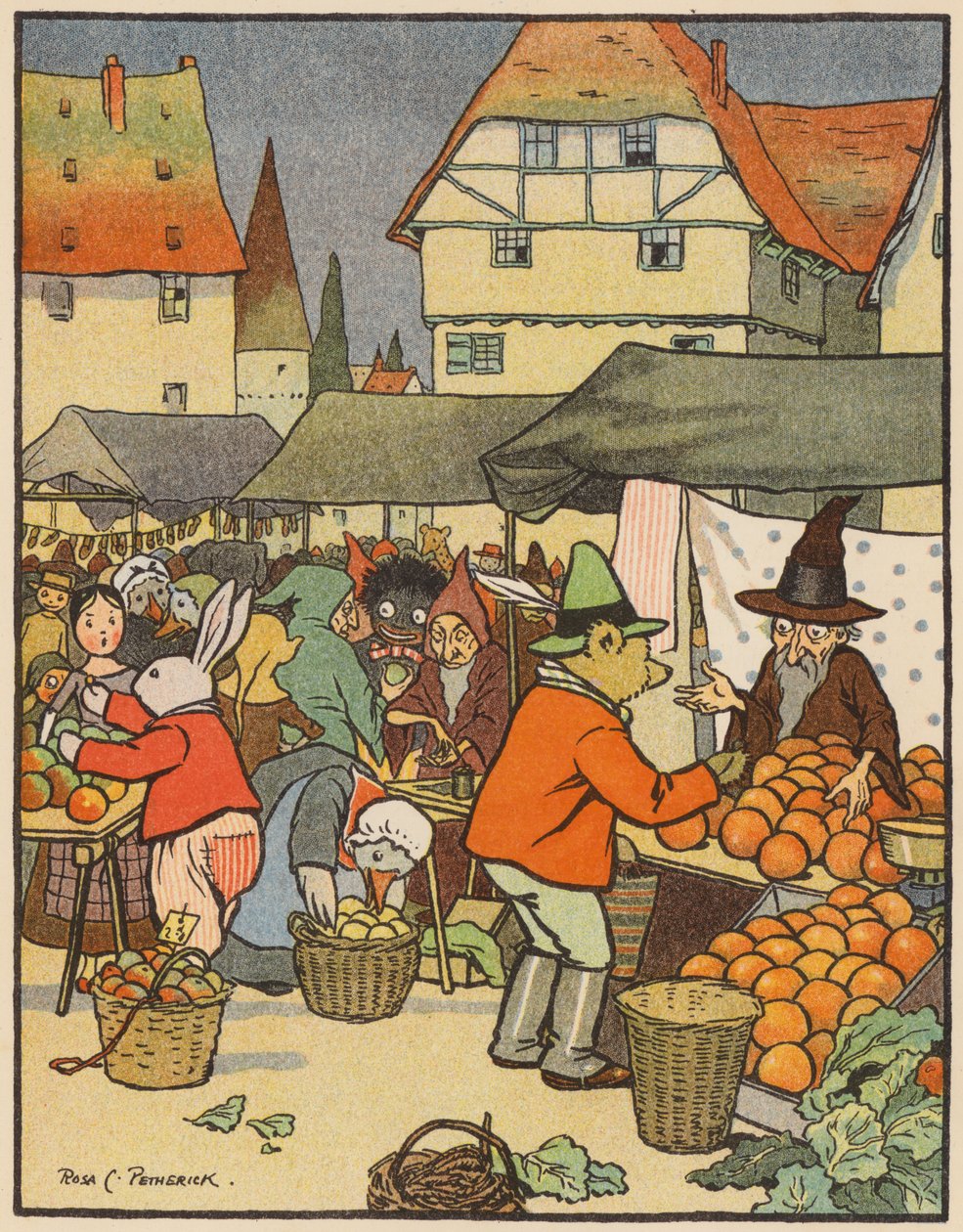 Au marché du jeu (lithographie couleur) - Rosa Petherick