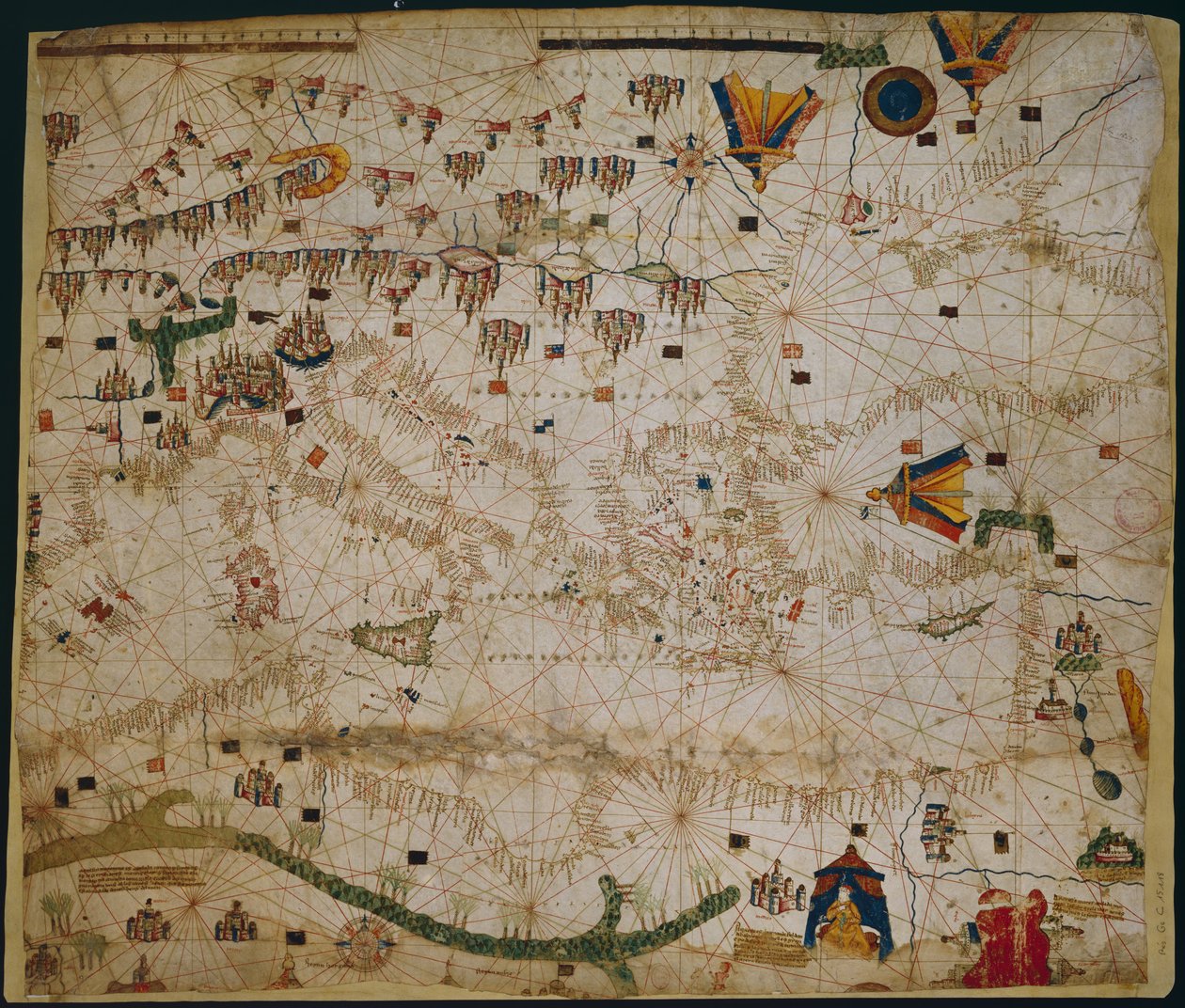 Carte nautique de la mer Méditerranée et de la mer Noire, années 1440 - Rossell